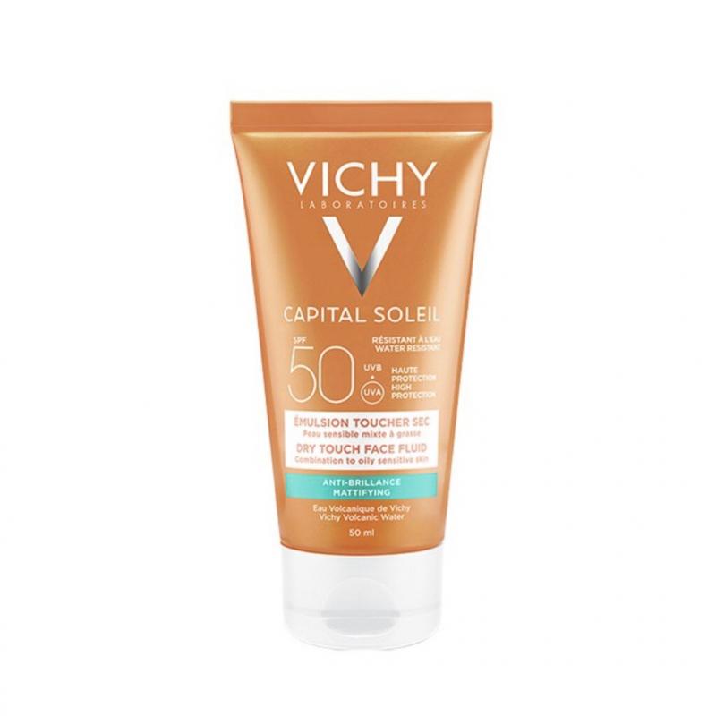 Kem chống nắng không nhờn rít SPF 50 UVA +UVB Vichy Capital Soleil Mattifying Dry Touch Face Fluid