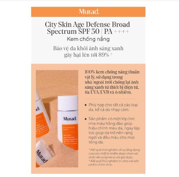 Kem chống nắng Murad City Skin Age Defense Broad Spectrum SPF 50 PA++++