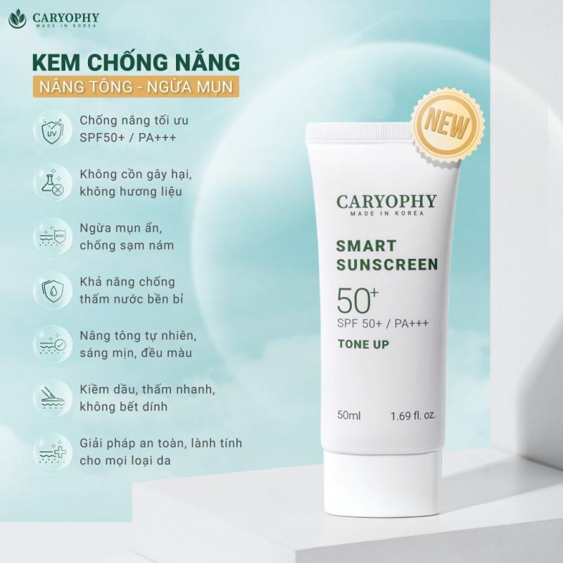 Kem chống nắng ngừa mụn Caryophy Smart Sunscreen Tone Up SPF50+/PA+++