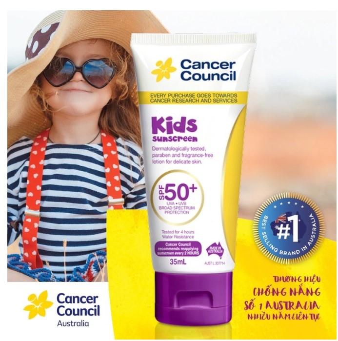Kem chống nắng trẻ em Cancer Council Kids Suncreen SPF 50+/ PA ++++