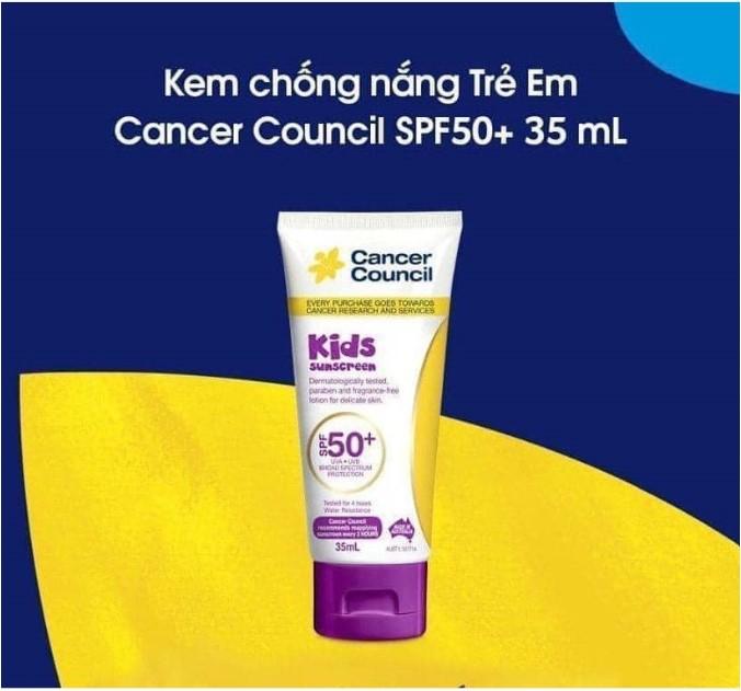 Kem chống nắng trẻ em Cancer Council Kids Suncreen SPF 50+/ PA ++++