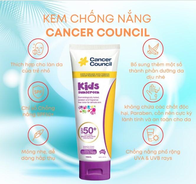 Kem chống nắng trẻ em Cancer Council Kids Sunscreen