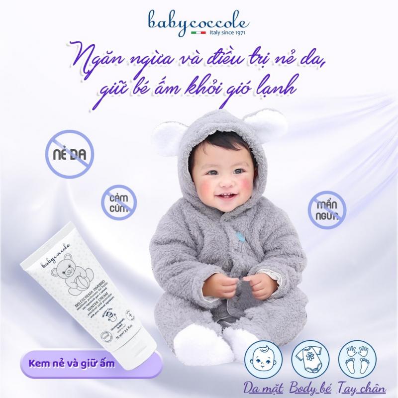 Kem nẻ & giữ ấm cho bé 2in1 Babycoccole 0M+ dưỡng ẩm da trẻ em, em bé từ sơ sinh chiết xuất sáp ong và vitamin 75ml
