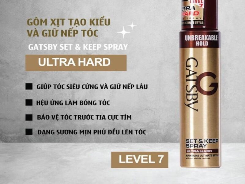 Keo xịt tóc Gastby tạo độ cứng cho tóc Ultra Hard Set & Keep Spray