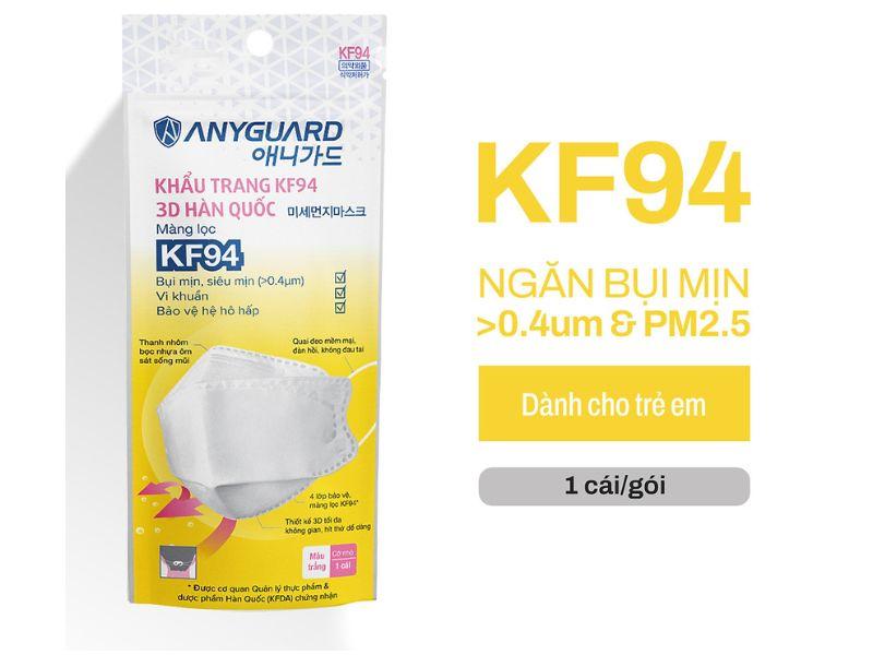 Khẩu trang trẻ em Anyguard KF94 Form 3D