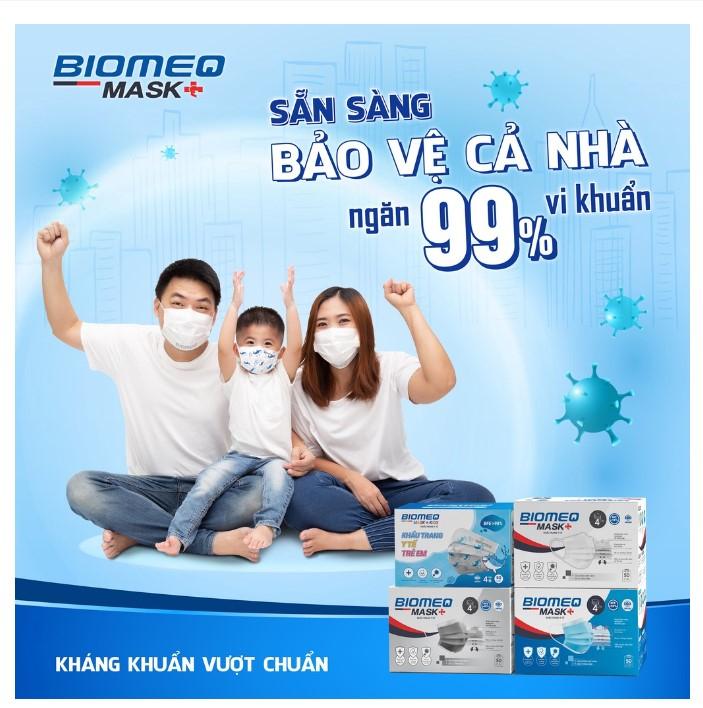 Khẩu trang trẻ em kháng khuẩn Biomeq Mask+ Kid