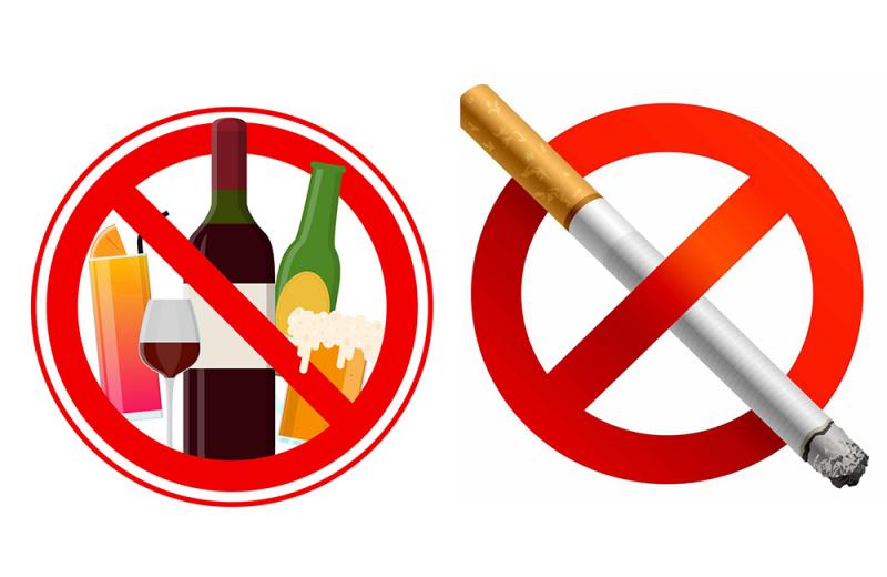 Không sử dụng thuốc lá, rượu bia hay các chất kích thích
