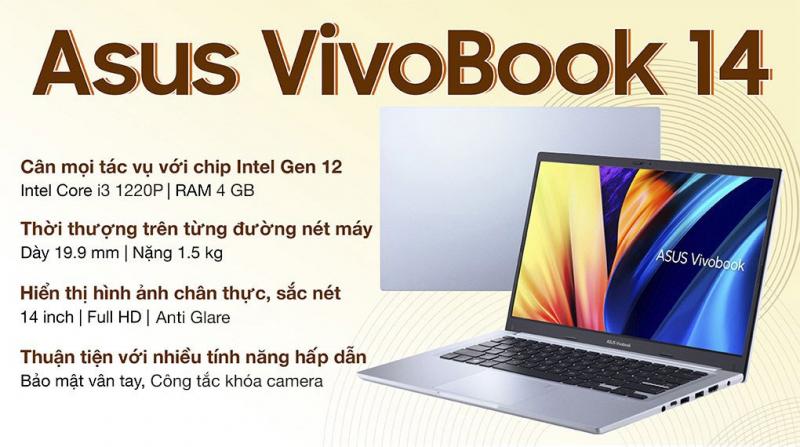 Laptop Asus Vivobook 14 X1402ZA i3 1220P/4GB/512GB/Win11 (EK249W)