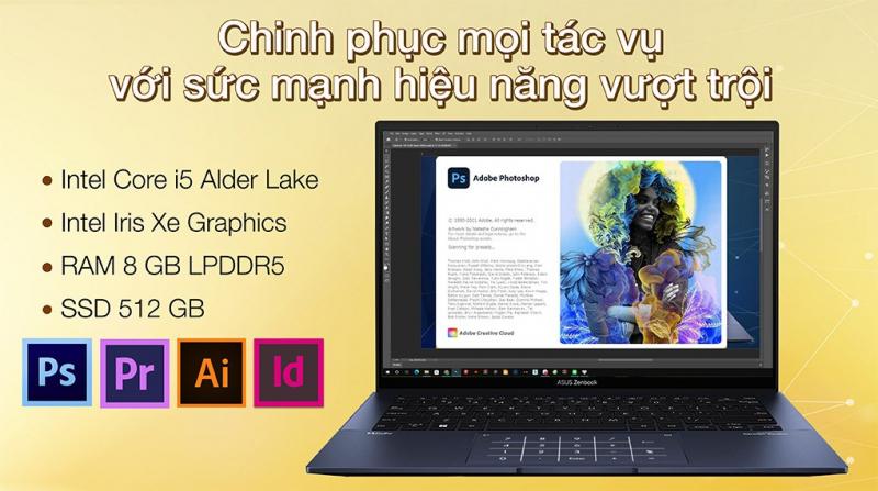 Laptop Asus Zenbook 14 OLED UX3402ZA i5 1240P/8GB/512GB/90Hz/Cáp/Túi/Win11