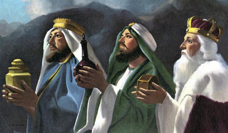 Hình ảnh tượng trưng cho ngày Lễ Hiển Linh - ba vua đến viếng thăm Chúa Jesus cùng với những lễ vật là: vàng, mộc dược, nhũ hương