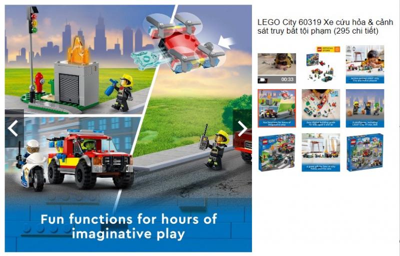 LEGO City 60319 Xe cứu hỏa & cảnh sát truy bắt tội phạm