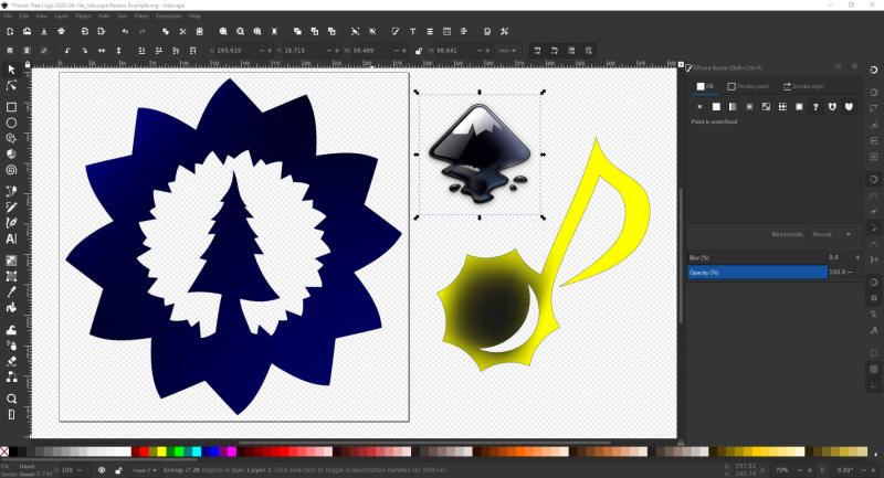 Inkscape có đầy đủ các cộng cụ để bạn thao tác và xử lý đồ họa vector, như shapes, văn bản hoặc bitmaps