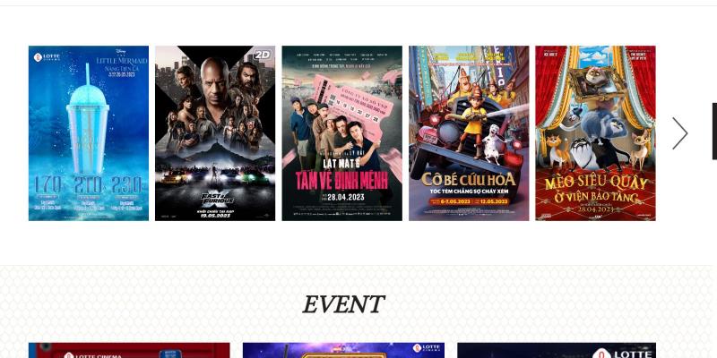 Website của Lotte Cinema cung cấp thông tin đầy đủ về lịch chiếu phim tại các rạp của họ, giúp khán giả dễ dàng lựa chọn suất chiếu và mua vé một cách thuận tiện.