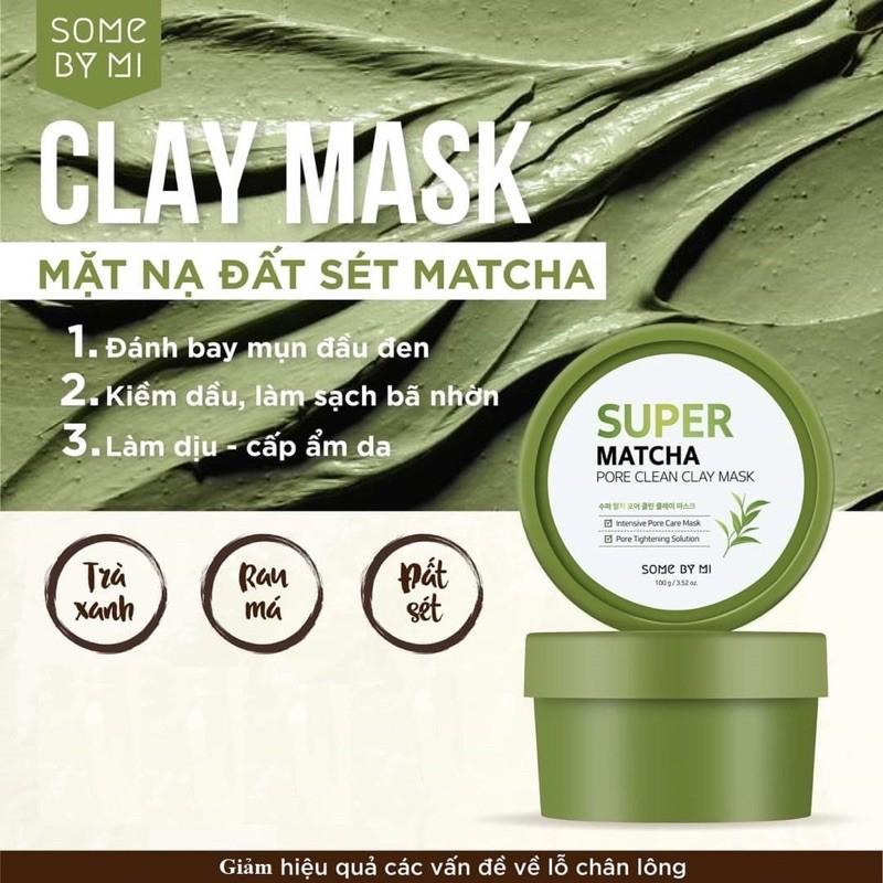 Mặt nạ đất sét trà xanh giúp làm sạch, thu nhỏ lỗ chân lông Some By Mi Super Matcha Pore Clean Clay Mask