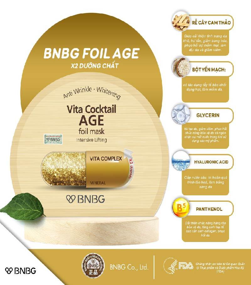 ﻿Mặt nạ dưỡng da giúp nâng cơ, chống lão hóa BNBG Vita Cocktail Age Foil Mask - Intensive Lifting 30ml