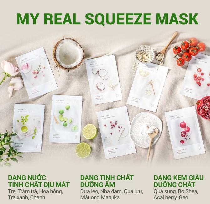 Mặt nạ giấy dưỡng da Hàn Quốc innisfree My Real Squeeze Mask