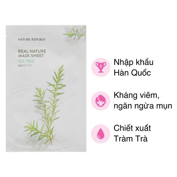 Mặt nạ giấy Nature Republic chiết xuất tràm trà tự nhiên Real Nature Tea Tree Mask 23ml