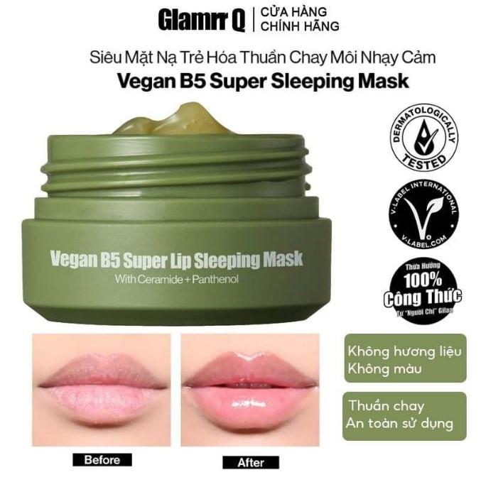 Mặt nạ ngủ trẻ hóa môi Glamrr Q Vegan B5 Super Lip Sleeping Mask