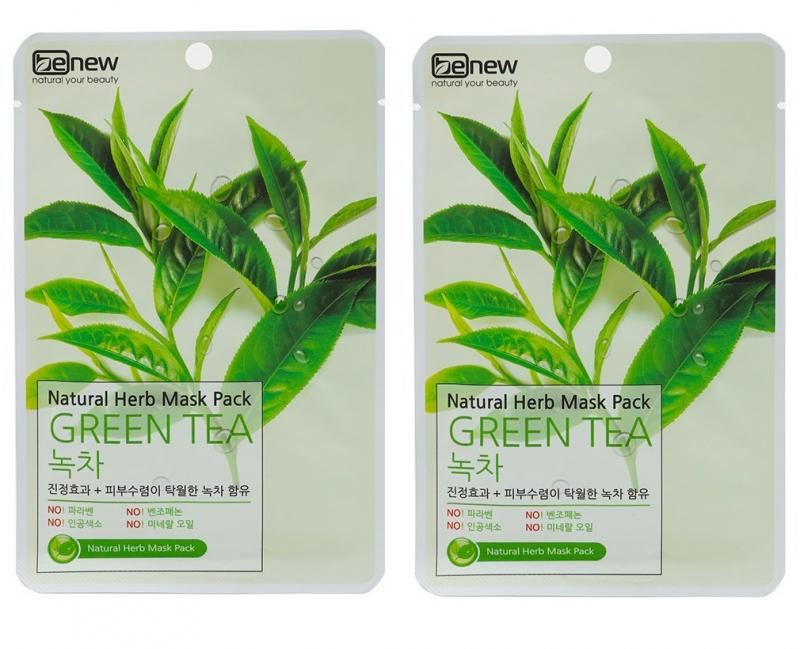 Mặt nạ trà xanh xóa mụn, dưỡng trắng da Benew Green Tea Natural Herb Mask Pack