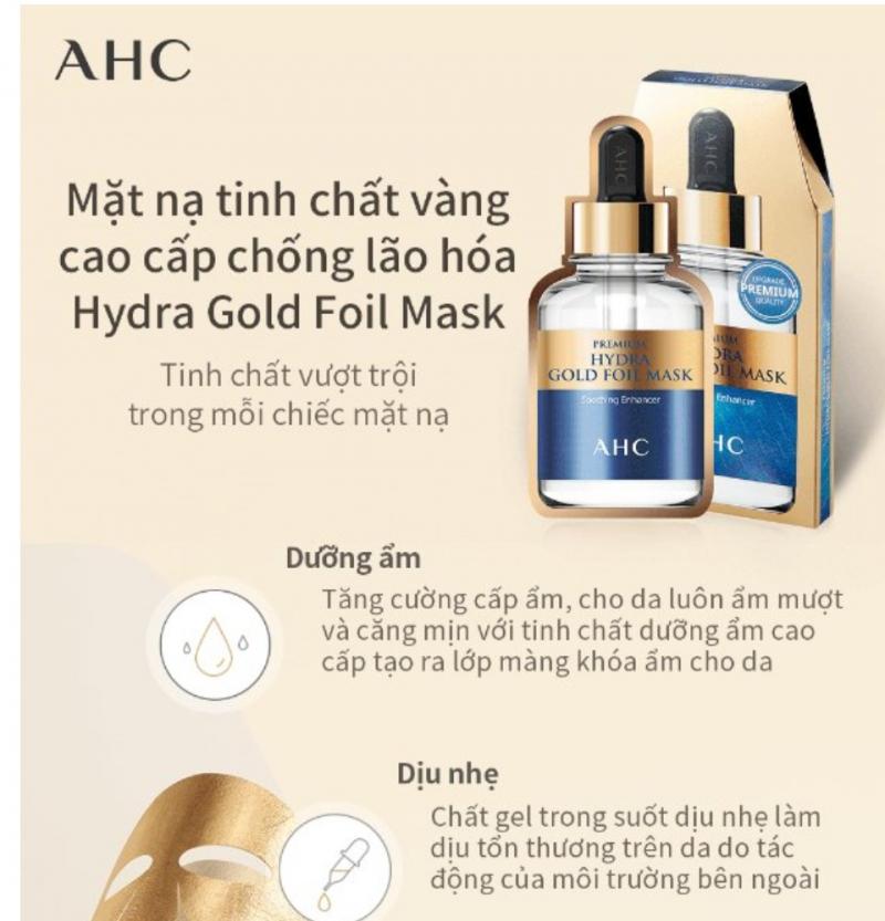 Mặt nạ vàng chống lão hóa Ahc Premium Hydra Gold Foil Mask