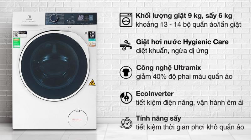 Máy giặt sấy Electrolux 9/6kg UltimateCare 500-EWW9024P5WB