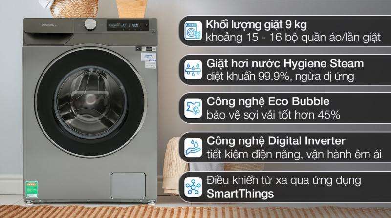 Máy giặt thông minh AI EcoBubble™ Samsung 9kg WW90T634DLN/SV