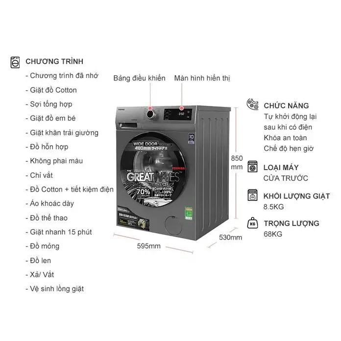Máy giặt Toshiba Inverter 8.5Kg TW-BK95S3V SK