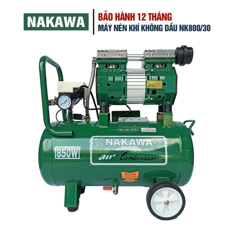 Máy nén khí không dầu 2 van xả NAKAWA NK800/30 công suất 850W, dung tích bình 30L