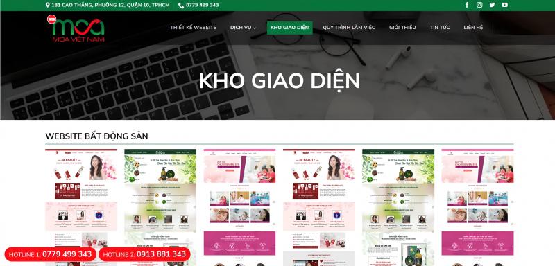 Kho giao diện với hơn 100 mẫu cho khách hàng tham khảo tại MOA Việt Nam