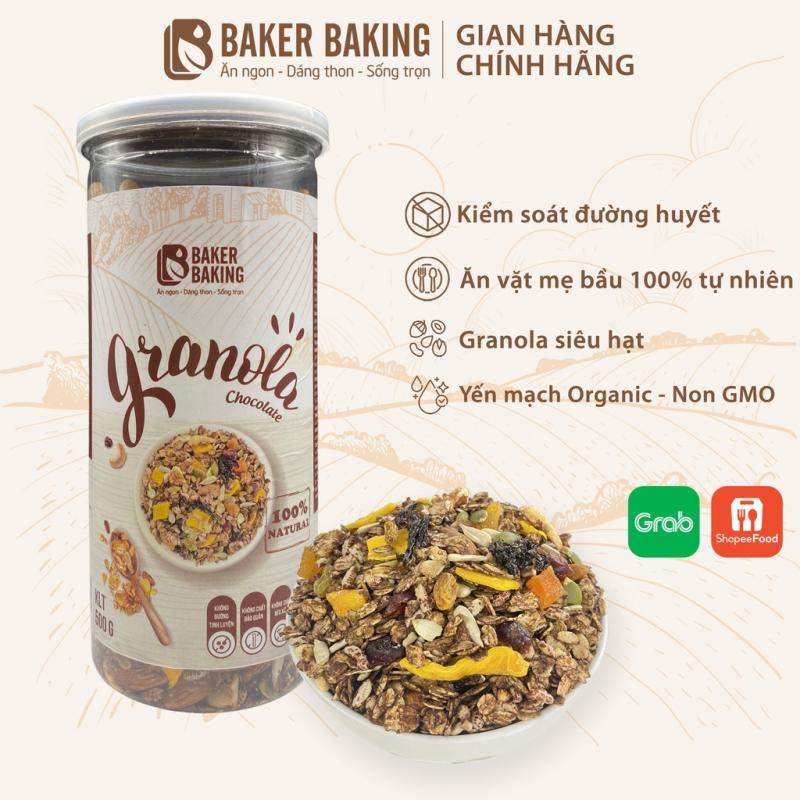 Ngũ cốc Granola ăn kiêng Baker Baking siêu hạt, không đường dành cho mẹ bầu, tiểu đường, healthy 300-500g