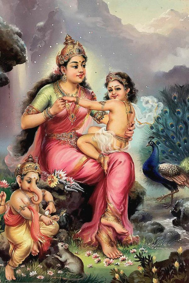 Thần Parvati và các con