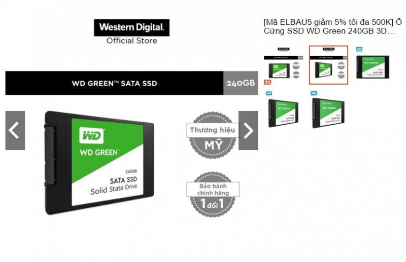 Ổ cứng SSD WD Green 240GB 3D NAND-WDS240G2G0A