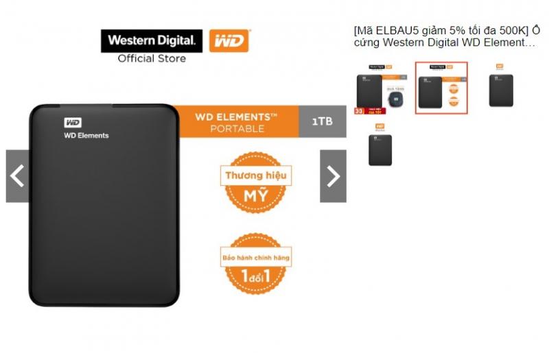 Ổ cứng Western Digital WD Elements 1TB