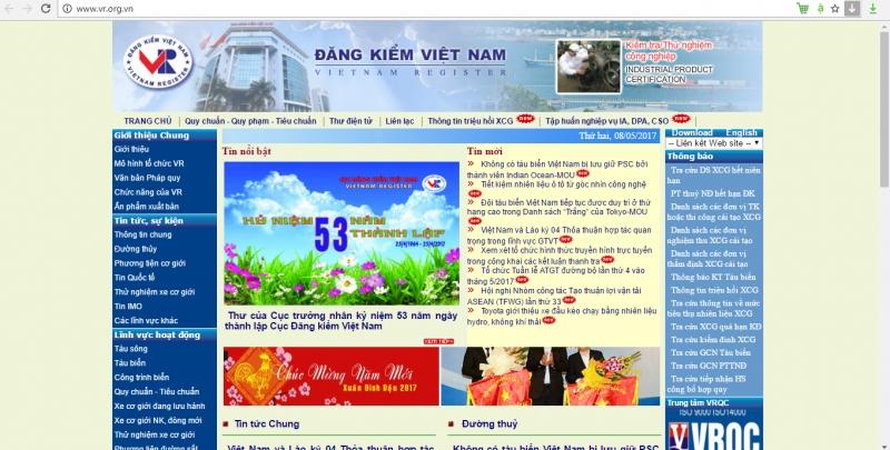 Cục đăng kiểm Việt Nam sử dụng tên miền .org
