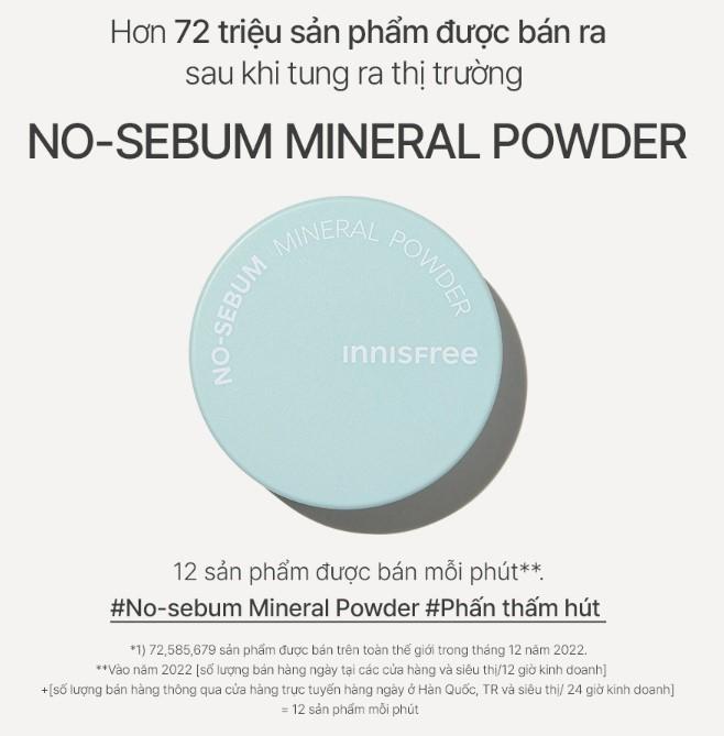 Phấn phủ kiềm dầu dạng bột innisfree No Sebum Mineral Powder