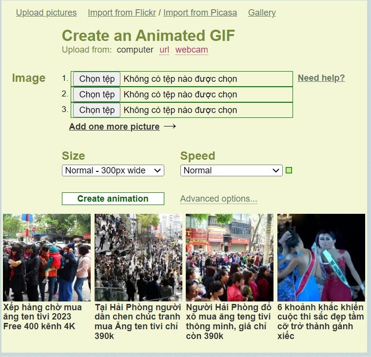 Trang web tạo ảnh động, ảnh GIF Picasion