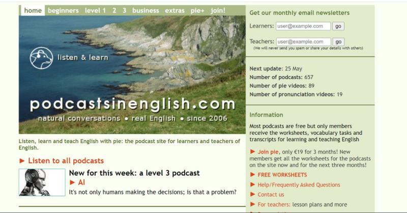 Podcast in English là một trang web tuyệt vời cung cấp nhiều nguồn tài liệu học tiếng Anh qua các bài podcast