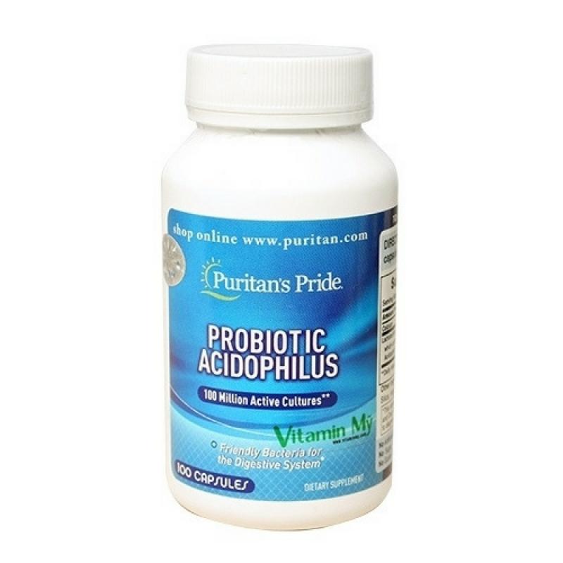 Lợi khuẩn hỗ trợ tiêu hoá Puritan Pride Probiotic Acidophilus 100 triệu đơn vị 100 viên