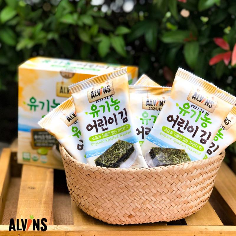 Rong biển tách muối ăn liền hữu cơ cho bé Hàn Quốc Alvins