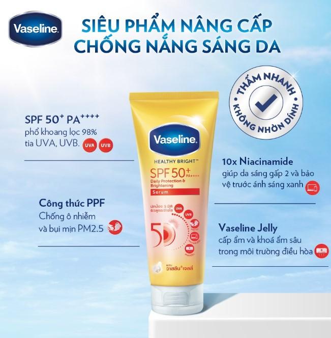 Serum chống nắng cơ thể Vaseline Healthy Bright Daily Protection & Brightening Serum SPF50+