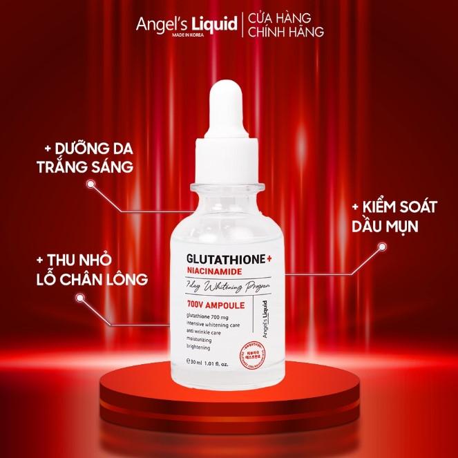 Serum dưỡng trắng se khít lỗ chân lông Angel's Liquid Glutathione + 5% Niacinamide 7Day Whitening Ampoule