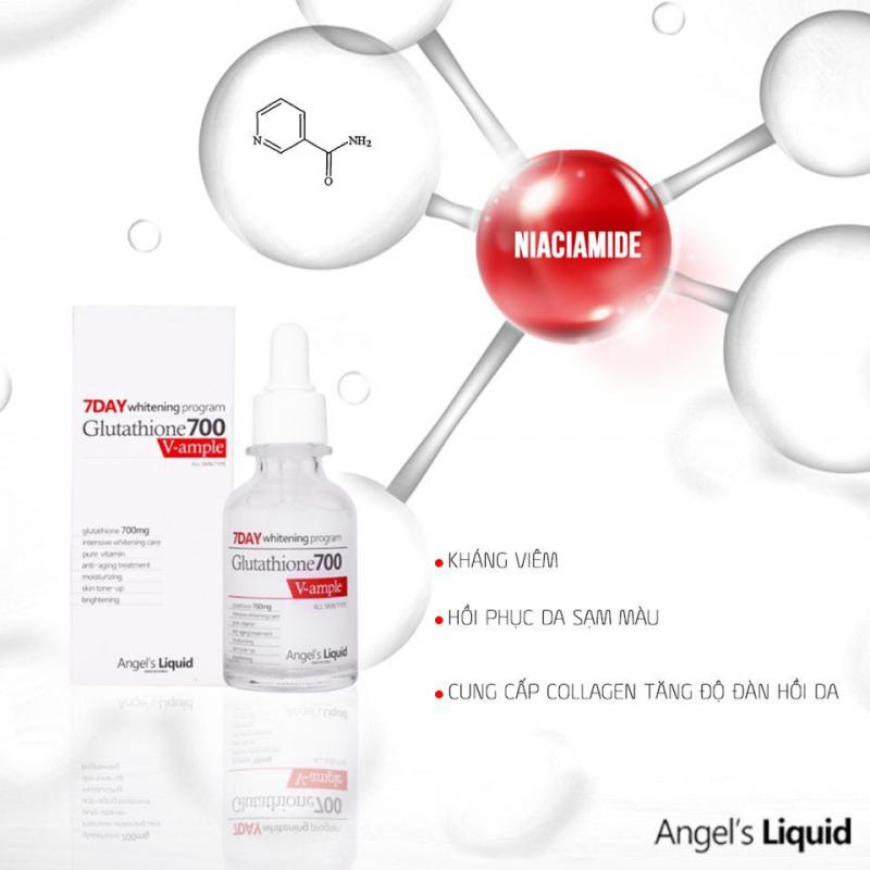 Serum dưỡng trắng và cấp ẩm Angel's Liquid 7Day Whitening Program Glutathione 700 V-Ample 30ml