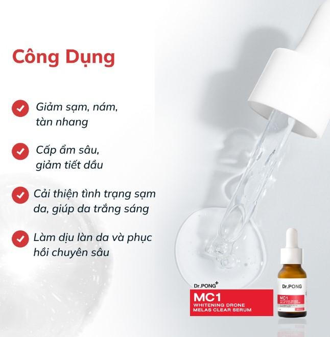 Serum giảm nám, tàn nhang Dr.Pong MC1 Whitening Drone Melas Clear