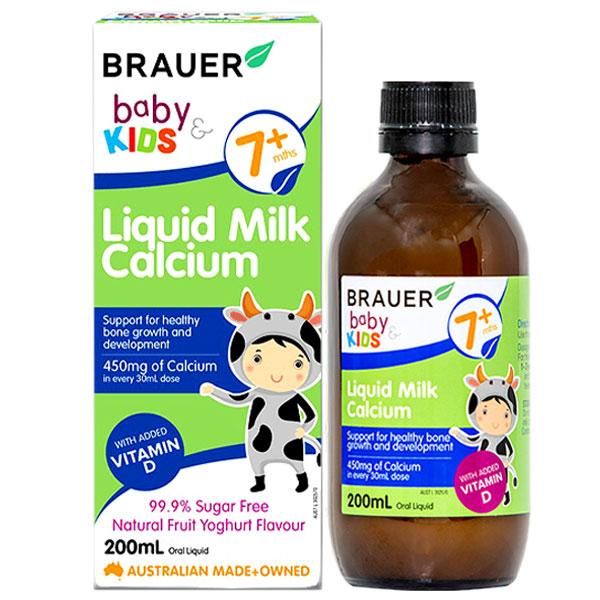 Siro Brauer Liquid Milk Calcium - bổ sung Canxi dạng sữa cho trẻ trên 7 tháng tuổi