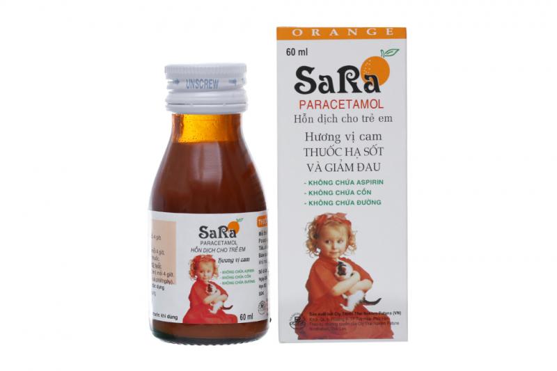 Siro hạ sốt Sara For Children hương cam 250Mg