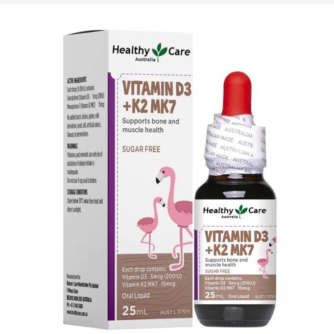 Siro hỗ trợ tăng chiều cao Healthy Care Vitamin D3 + K2 MK7