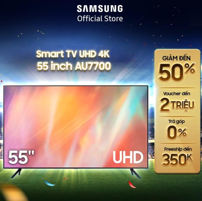 Smart Tivi Samsung Crystal UHD 4K 55 inch UA55AU7700KXXV