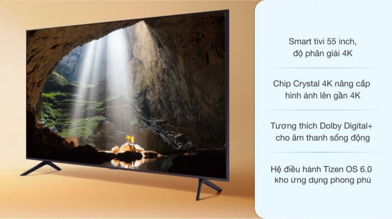 Smart Tivi Samsung Crystal UHD 4K 55 inch UA55AU7700KXXV