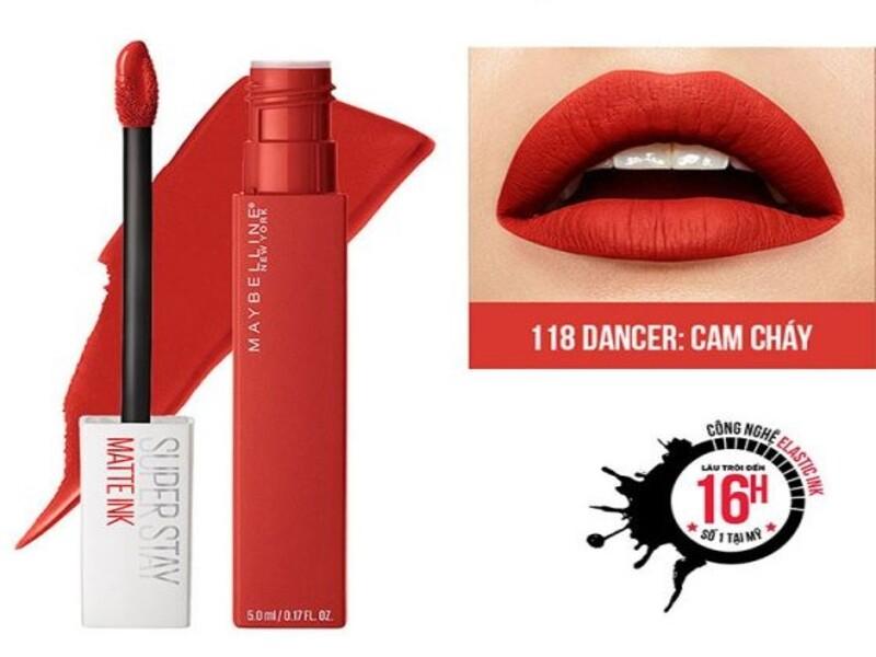 Son kem lì 16h lâu trôi Maybelline New York Super Stay Matte Ink City Edition Lipstick - 118 Dancer (Đỏ cam)