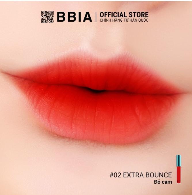 Son kem lì Bbia Last Velvet Lip Tint Version 1 - 02 Extra Bounce (Màu đỏ cam)
